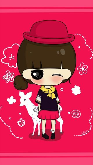 简约卡通动漫蒙女孩H5背景高清