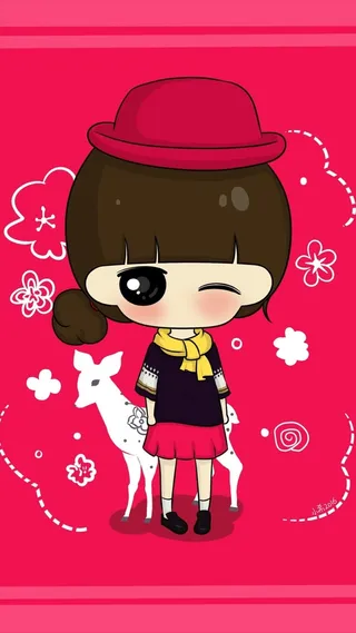 简约卡通动漫蒙女孩H5背景高清