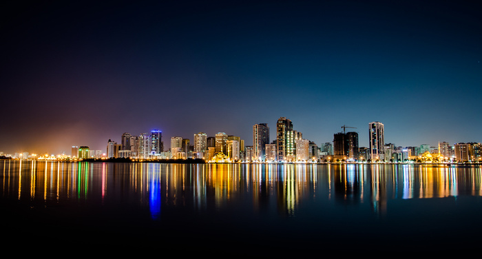 城市江边夜景背景高清