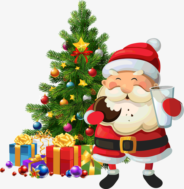 圣诞老人吃饼干免抠