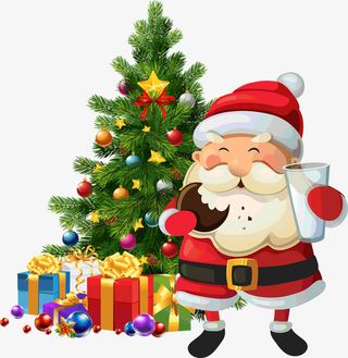 圣诞老人吃饼干免抠
