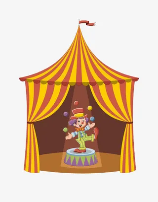 马戏团舞台上正在表演的演员免抠