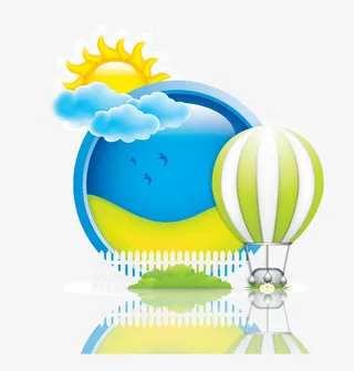 矢量卡通蓝天草地边框素材免抠