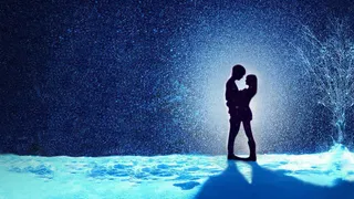 蓝色意境情侣壁纸设计免抠