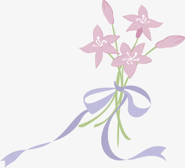紫色手绘花束免抠
