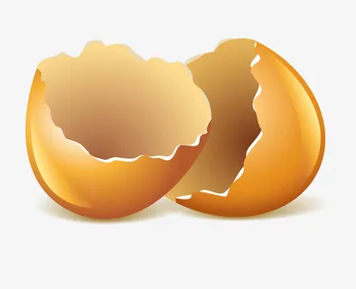 手绘卡通垃圾鸡蛋壳免抠