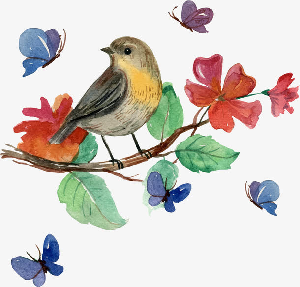 矢量迎春鸟免抠