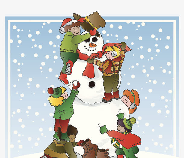圣诞节堆雪人免抠