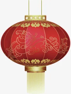 手绘中国风红色花纹灯笼免抠
