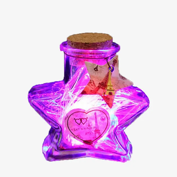 紫色玄幻玻璃心愿瓶软塞免抠