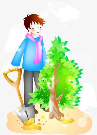 种树的男生免抠