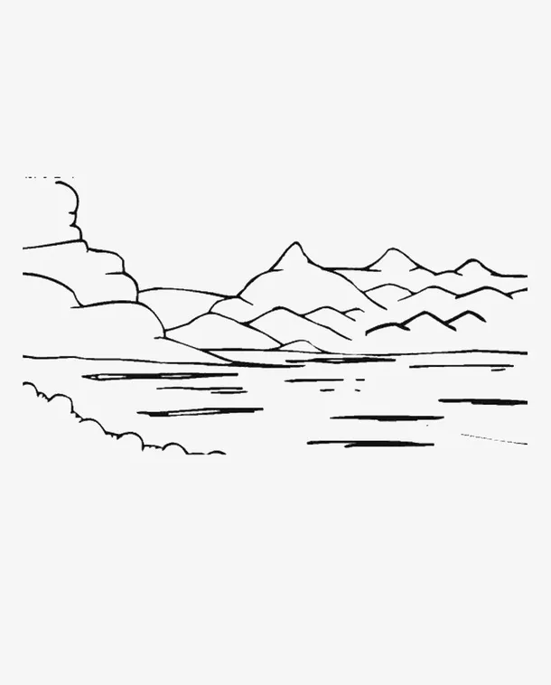 手绘山水画免抠