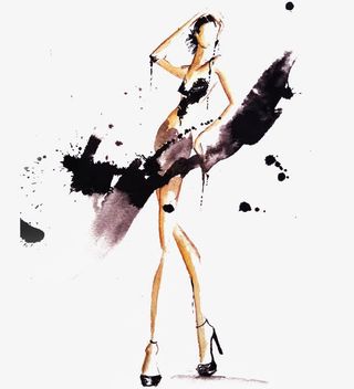 时尚紧身裙设计图免抠