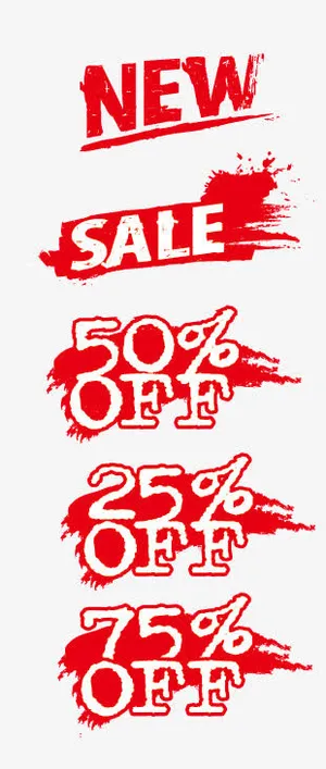 红色矢量促销标签免抠