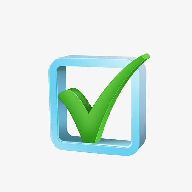 蓝色框内的绿色正确符号图标素材免抠