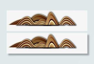 中国风新中式复古黑金色远山免抠