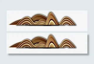 中国风新中式复古黑金色远山免抠