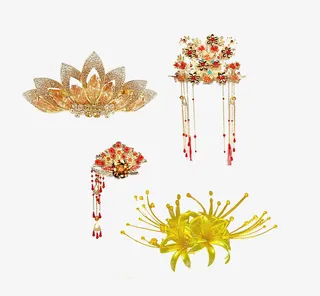 金色中国风发饰免抠