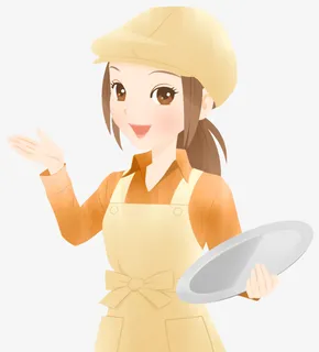 戴围裙的女服务员免抠