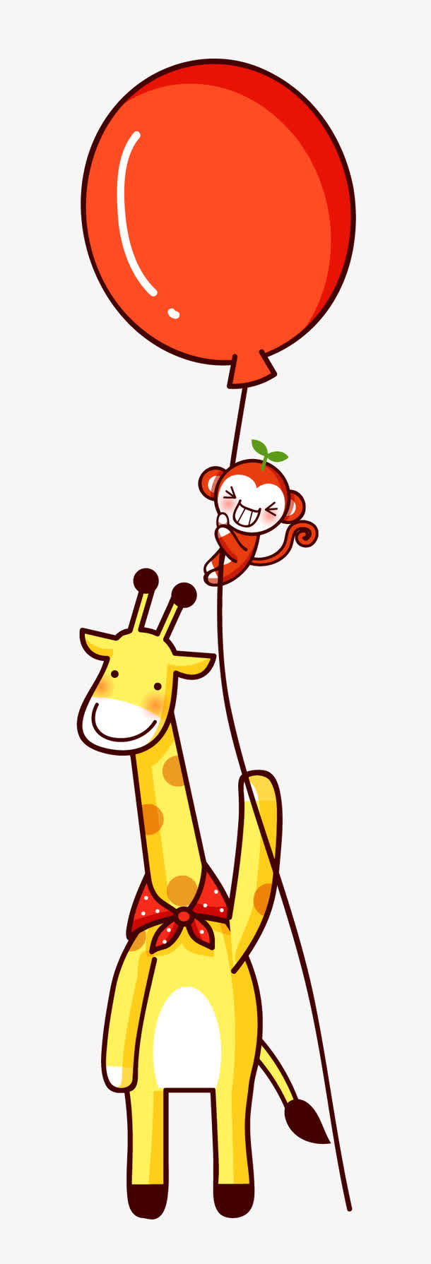 手绘长颈鹿猴子免抠