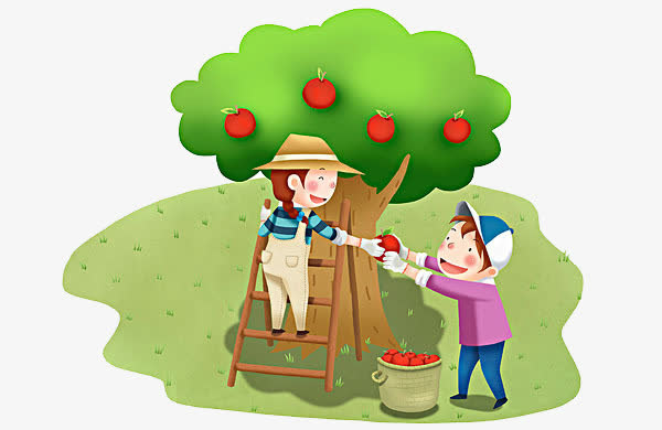摘苹果的孩子免抠
