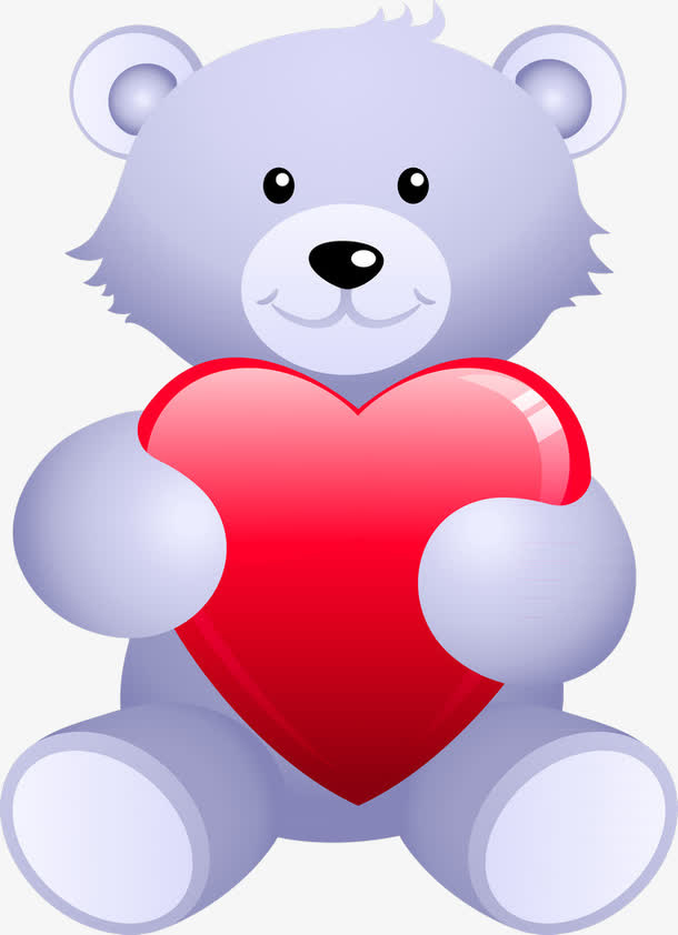泰迪熊抱爱心免抠素材免抠