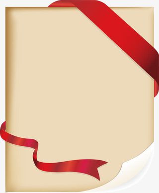 矢量手绘折叠红丝带奖状免抠