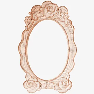 金色复古欧式椭圆花朵相框免抠