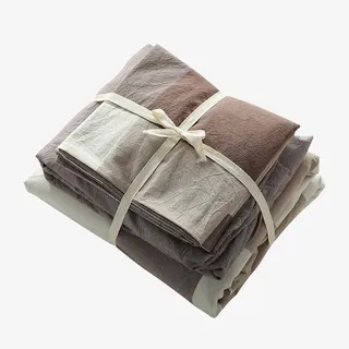 简约纯棉水洗棉四件套免抠