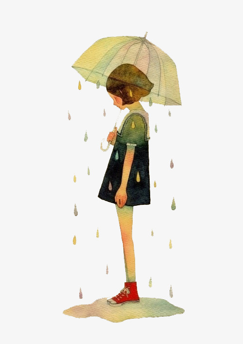 撑着伞的女孩PNG免抠