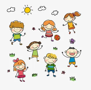 儿童在草地玩免抠