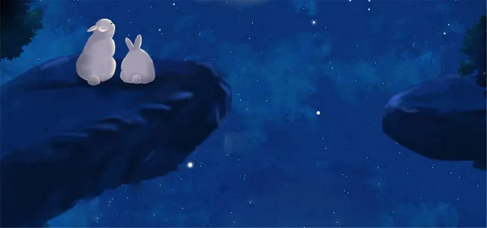 玉兔仰望夜空背景高清