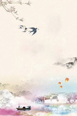 中国风飞燕古镇背景素材高清