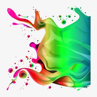 绿色黄色喷溅不规则图形油漆设计免抠