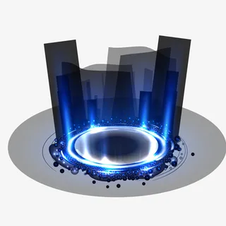 蓝色光圆圈矢量图免抠