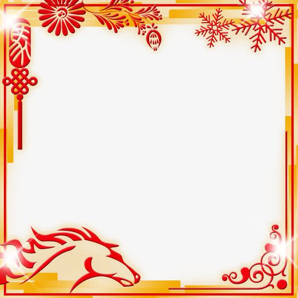 金色中国结边框免抠
