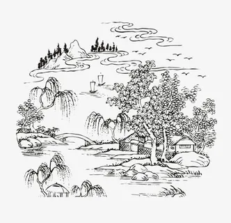 山水画手稿免抠 山水画手稿免抠