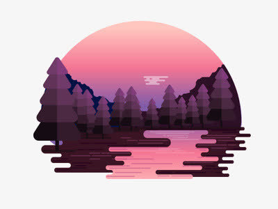 卡通夕阳免抠