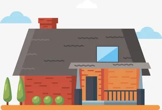 扁平化欧式房屋建筑插图免抠