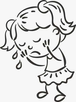 手绘哭泣的小女孩免抠