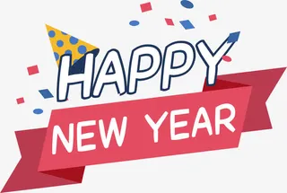 新年卡通庆祝标签免抠