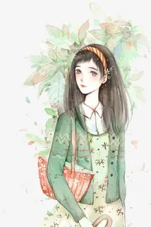 少女系唯美手绘插画免抠