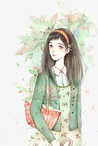 少女系唯美手绘插画免抠