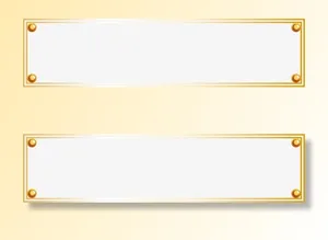 金色线条框架免抠标签元素