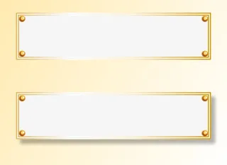 金色线条框架免抠标签元素