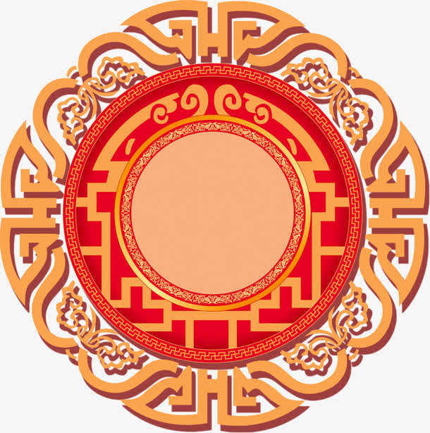 红色中国风古典花纹免抠