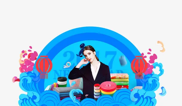 水浪和美女免抠