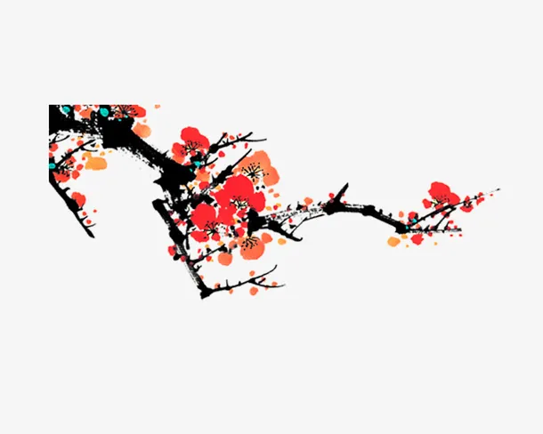 国画效果梅花免抠