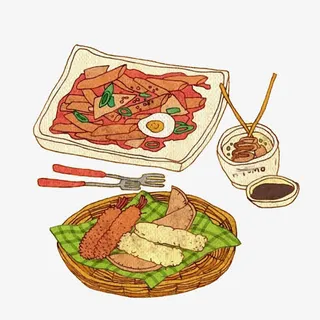 年糕特色小吃手绘画素材图片免抠