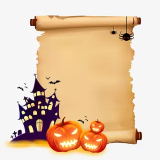 万圣节公告栏边框元素免抠